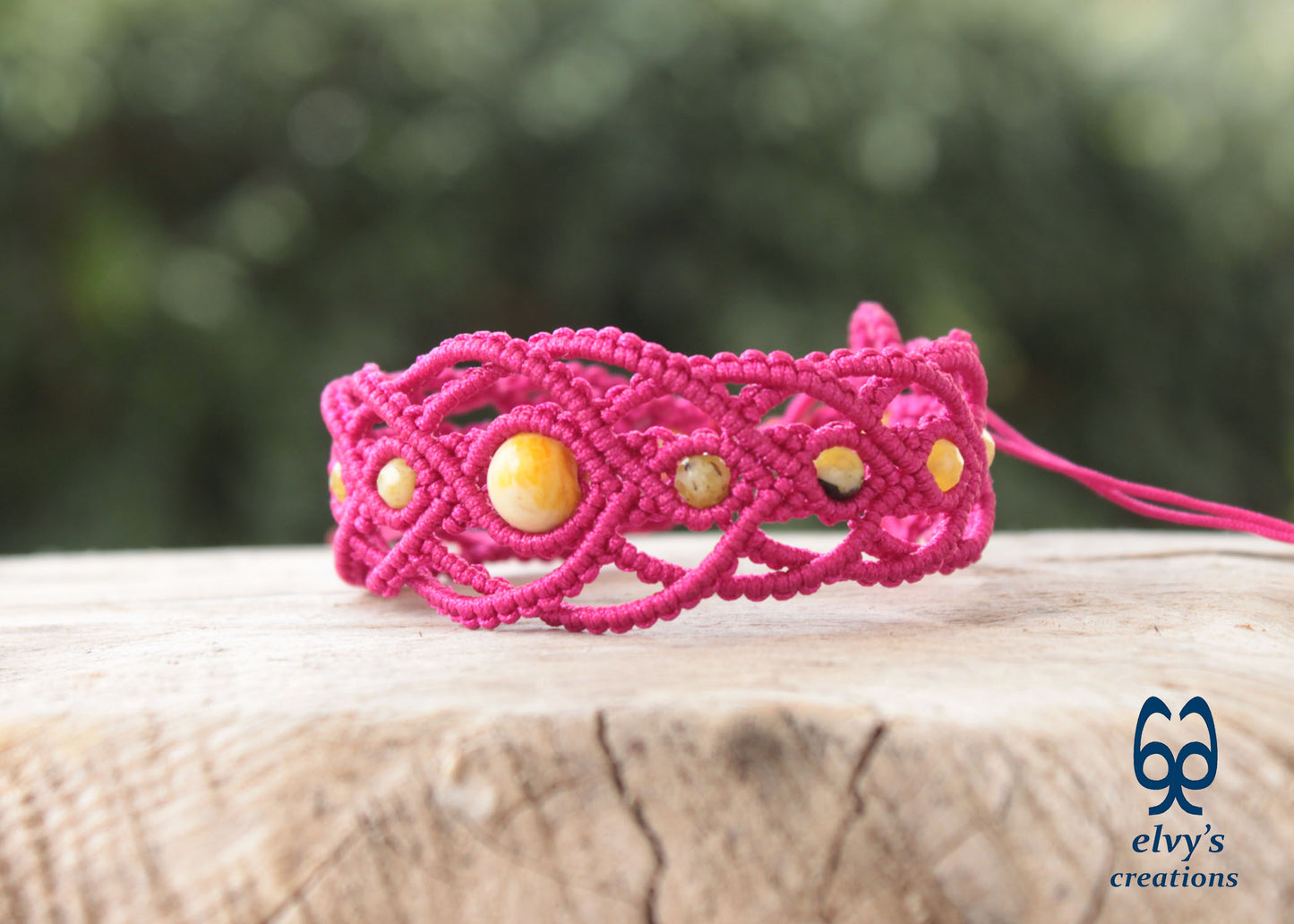 Handmade Macrame Pink Macrame Bracelet for Woman Adjustable Bracelet for Gift