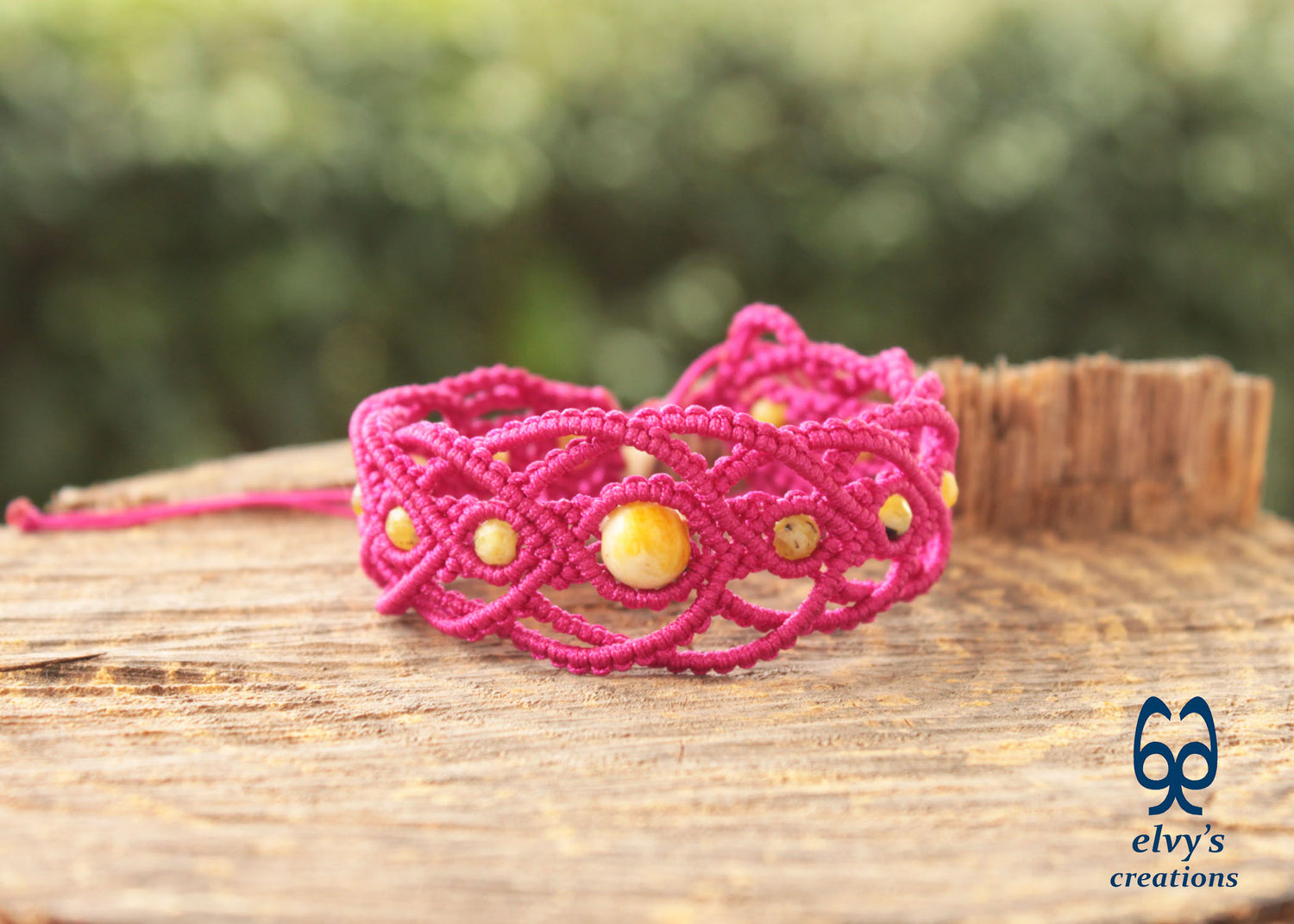 Handmade Macrame Pink Macrame Bracelet for Woman Adjustable Bracelet for Gift