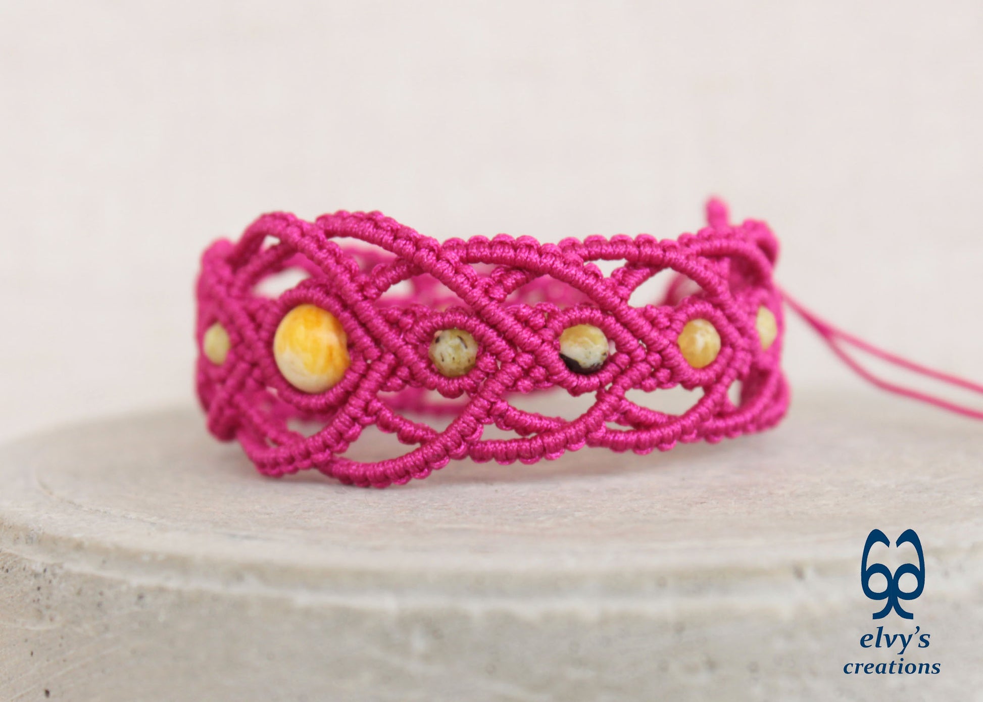 Handmade Macrame Pink Macrame Bracelet for Woman Adjustable Bracelet for Gift