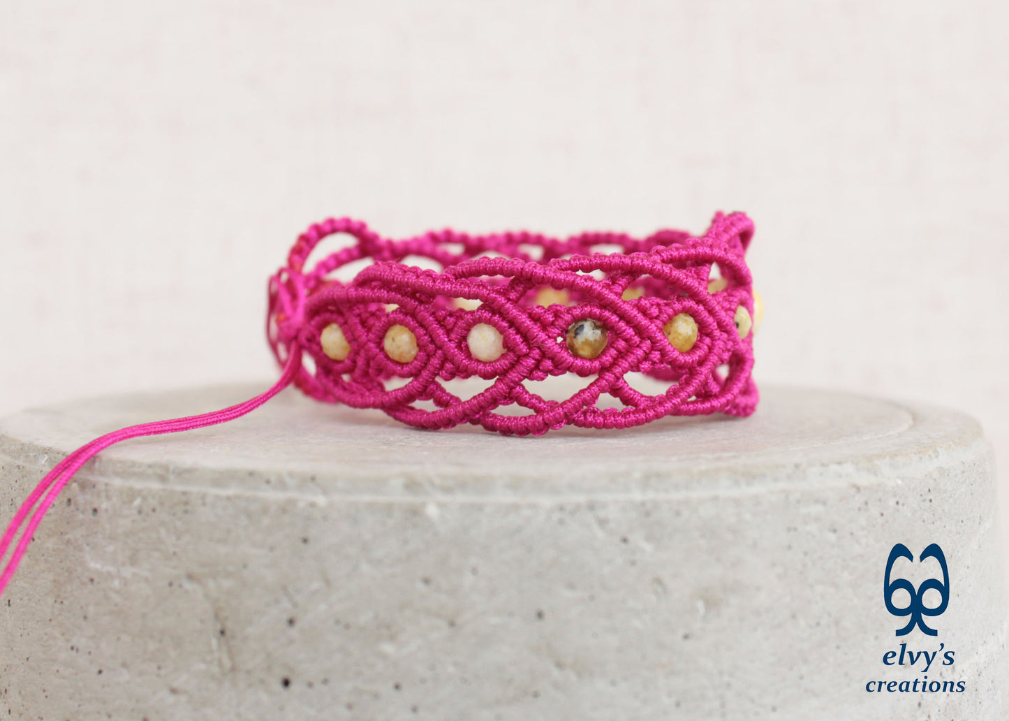 Handmade Macrame Pink Macrame Bracelet for Woman Adjustable Bracelet for Gift