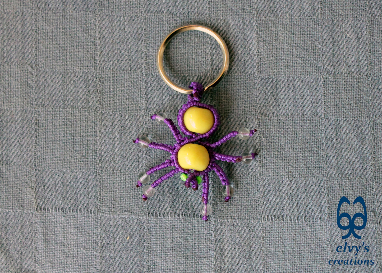 Handmade Spider Macrame Key Chain, Halloween Gift, Small Unique Gift for Woman and Man