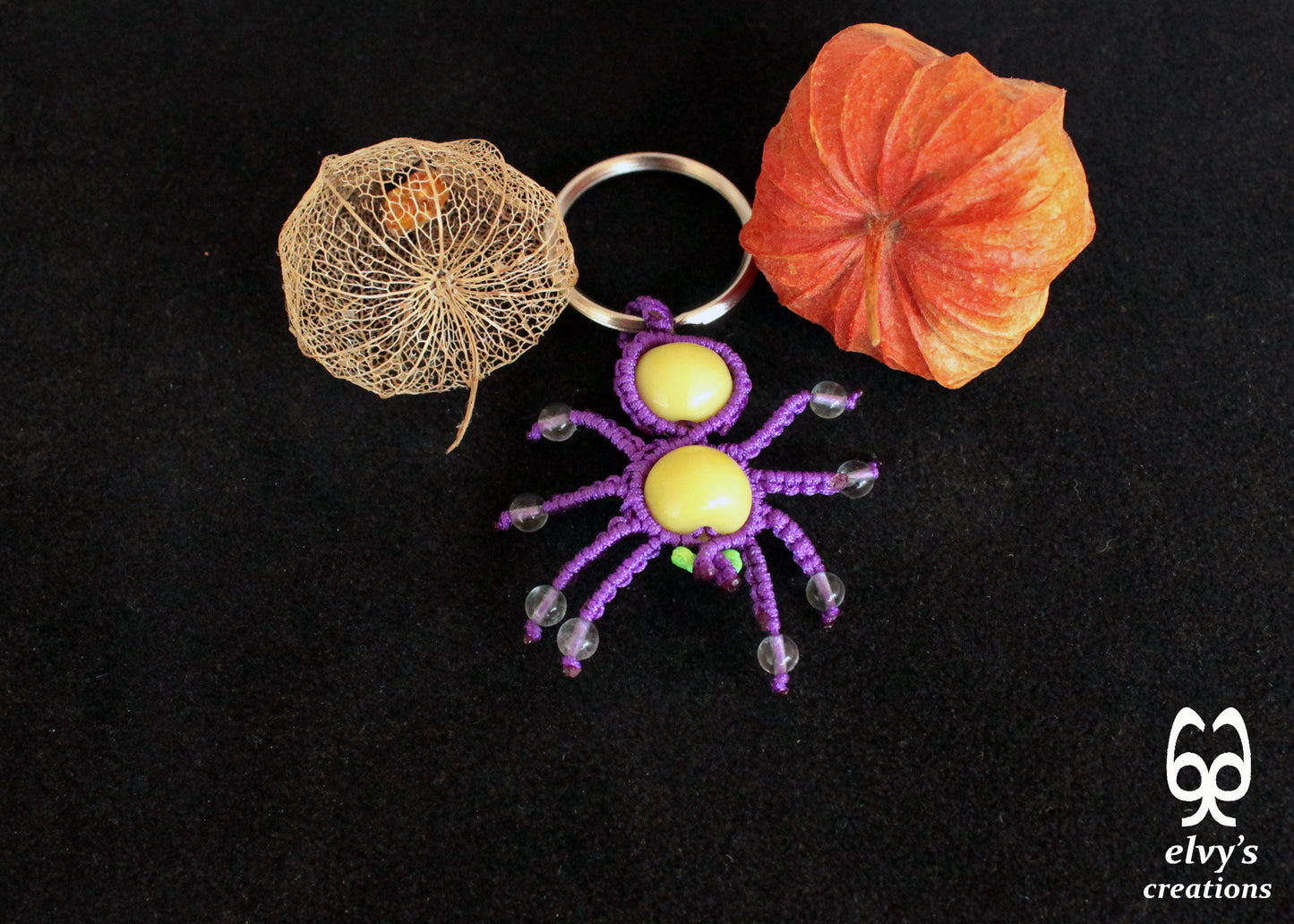 Handmade Spider Macrame Key Chain, Halloween Gift, Small Unique Gift for Woman and Man