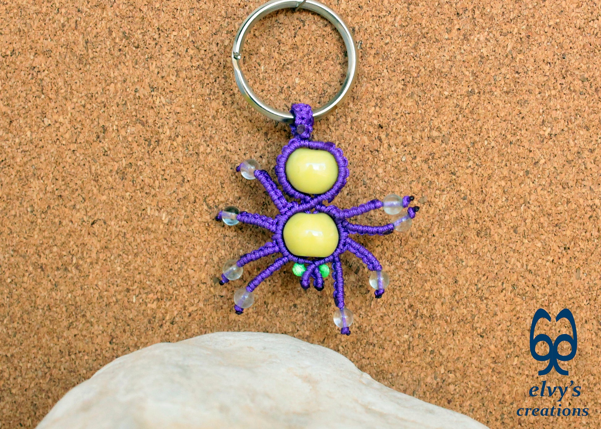 Handmade Spider Macrame Key Chain, Halloween Gift, Small Unique Gift for Woman and Man