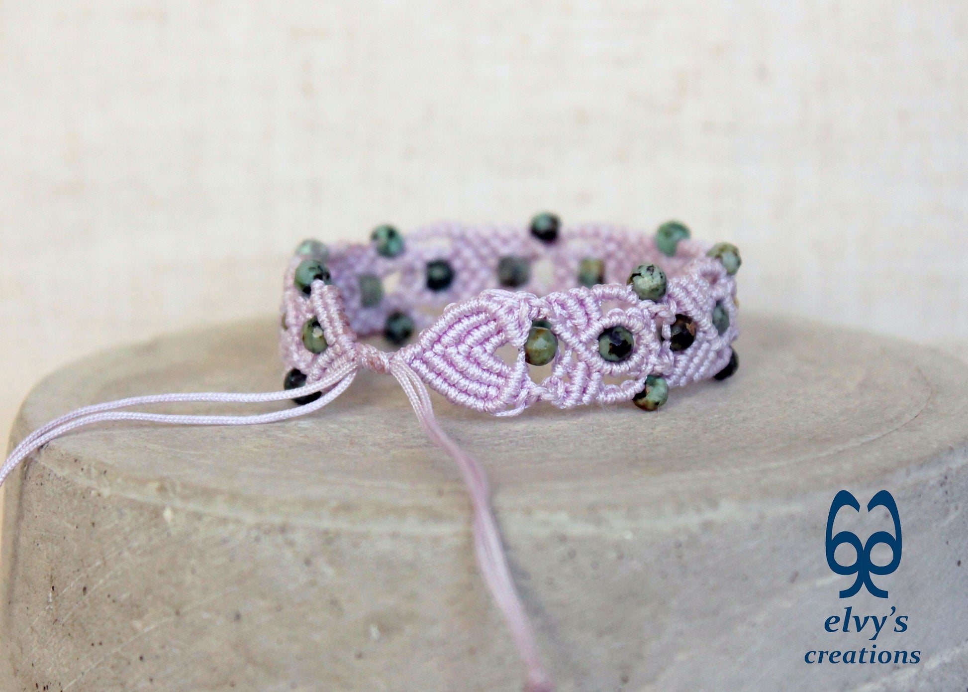 Turquoise Macrame Bracelet, Gemstone Beaded Cuff, Unique Birthday Gift for Women or Men