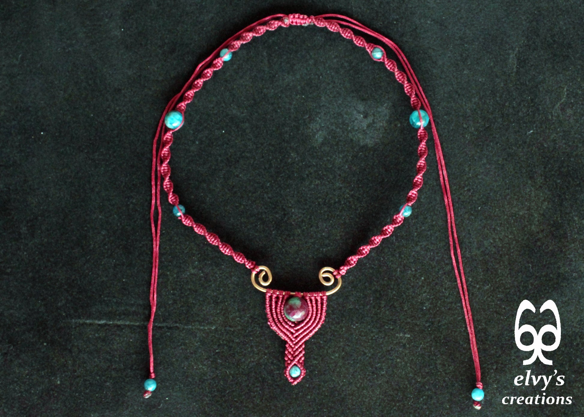 Handmade Macrame Necklace, Agate Beaded Macrame Choker, Unique Birthday Gift for Women or Men