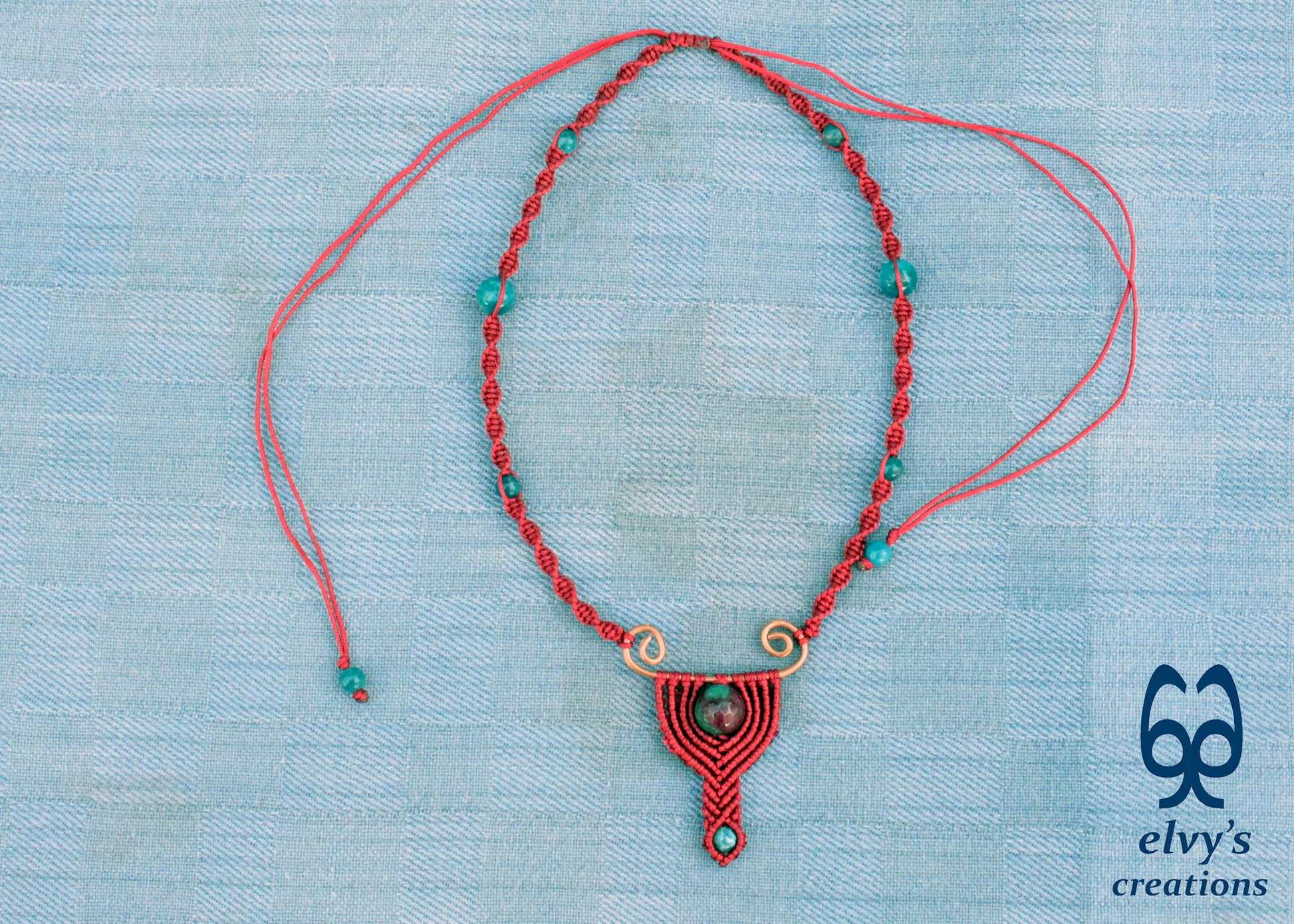 Handmade Macrame Necklace, Agate Beaded Macrame Choker, Unique Birthday Gift for Women or Men