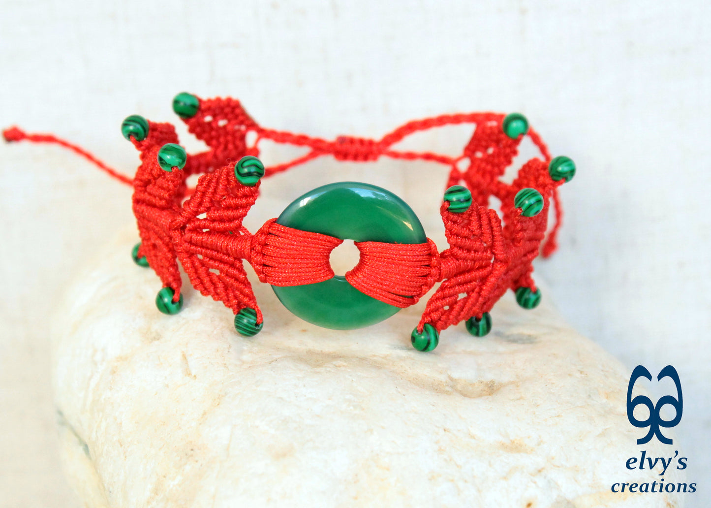 Handmade Macrame Bracelet, Agate Gemstone Beaded Cuff, Unique Birthday Gift for Women