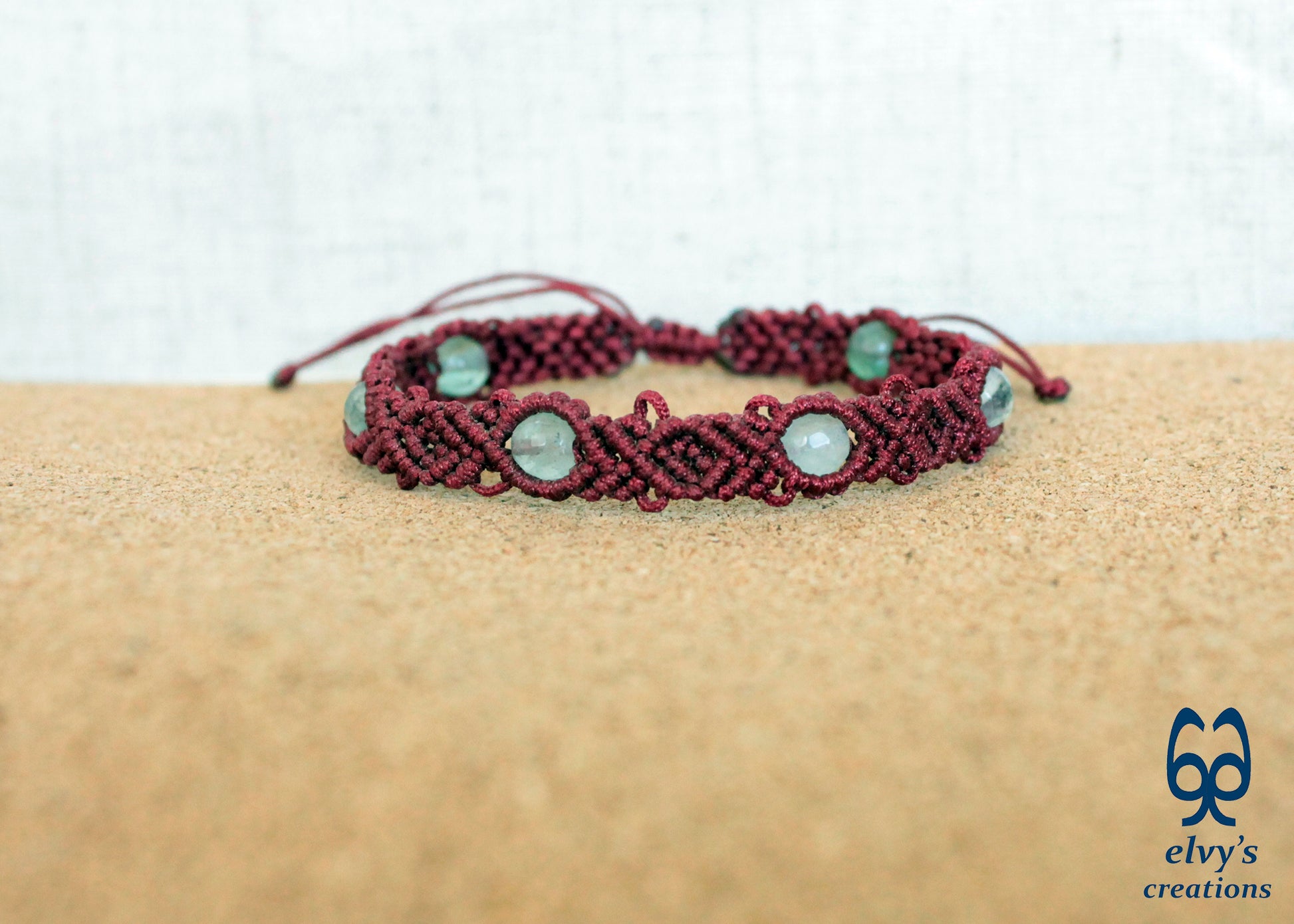 Handmade Macrame Bracelet, Gemstone Beaded Cuff, Unique Birthday Gift for Women or Men