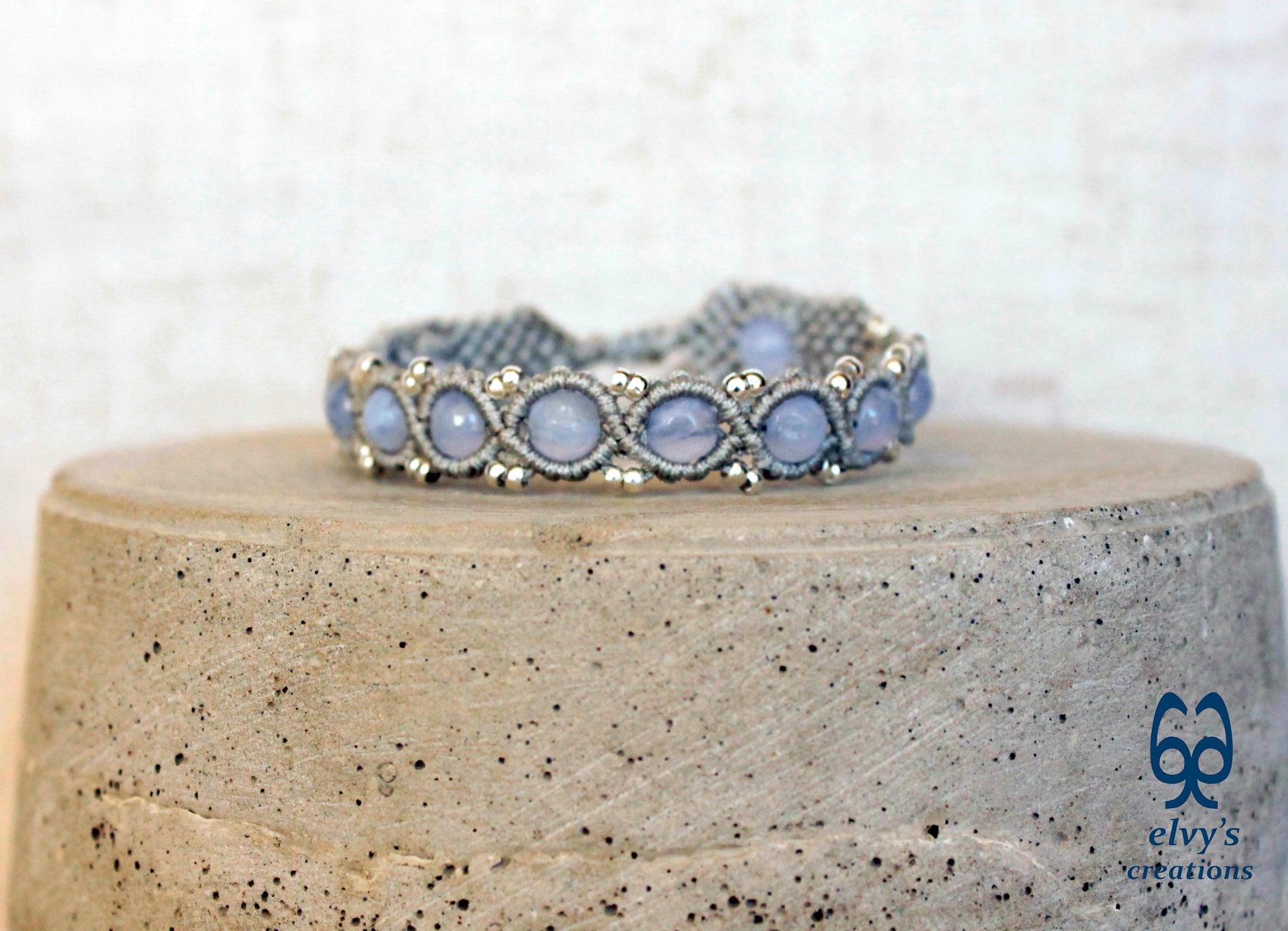 Handmade Macrame Bracelet, Crystal Gemstone Beaded Cuff, Unique Birthday Gift for Women