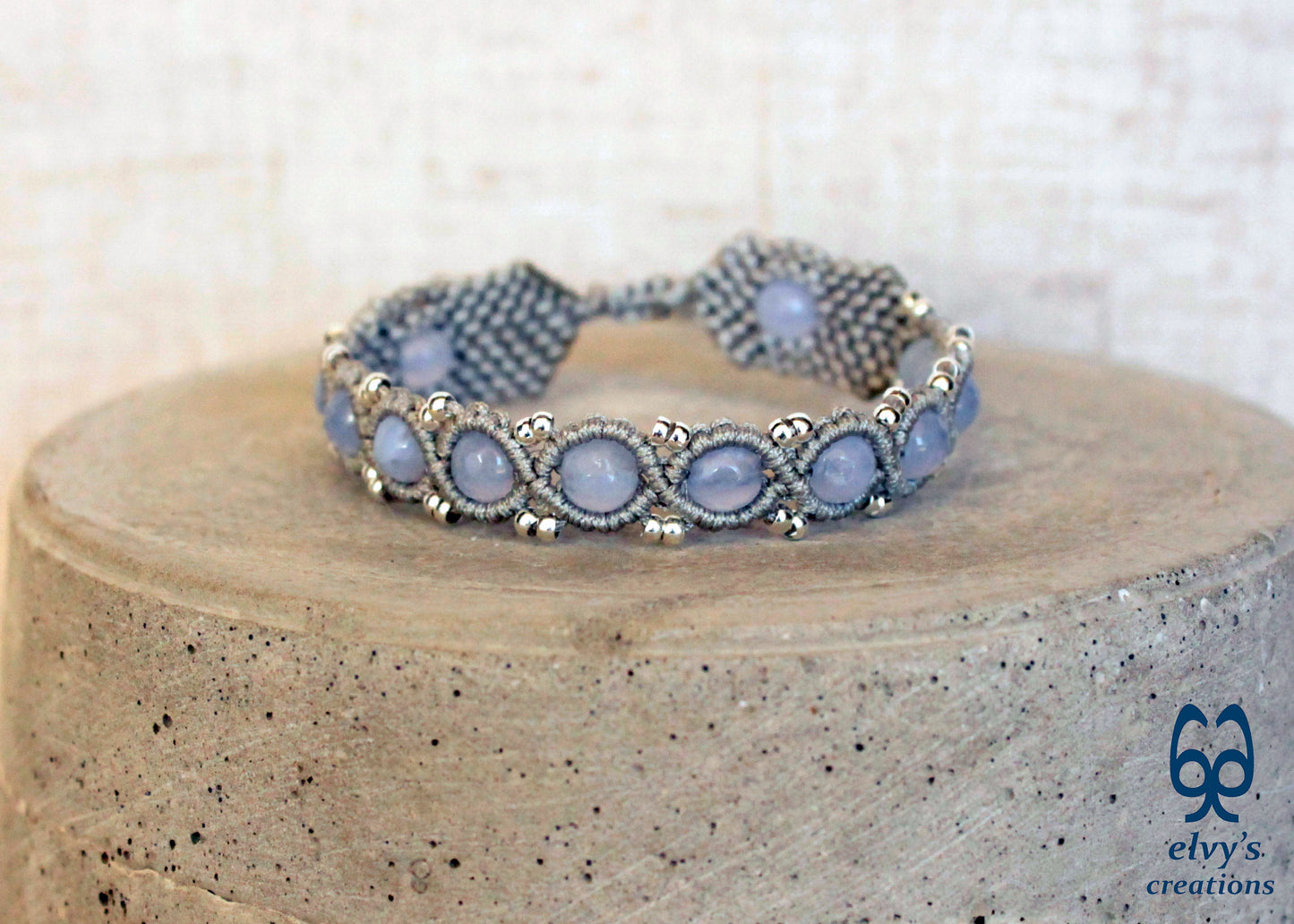 Handmade Macrame Bracelet, Crystal Gemstone Beaded Cuff, Unique Birthday Gift for Women