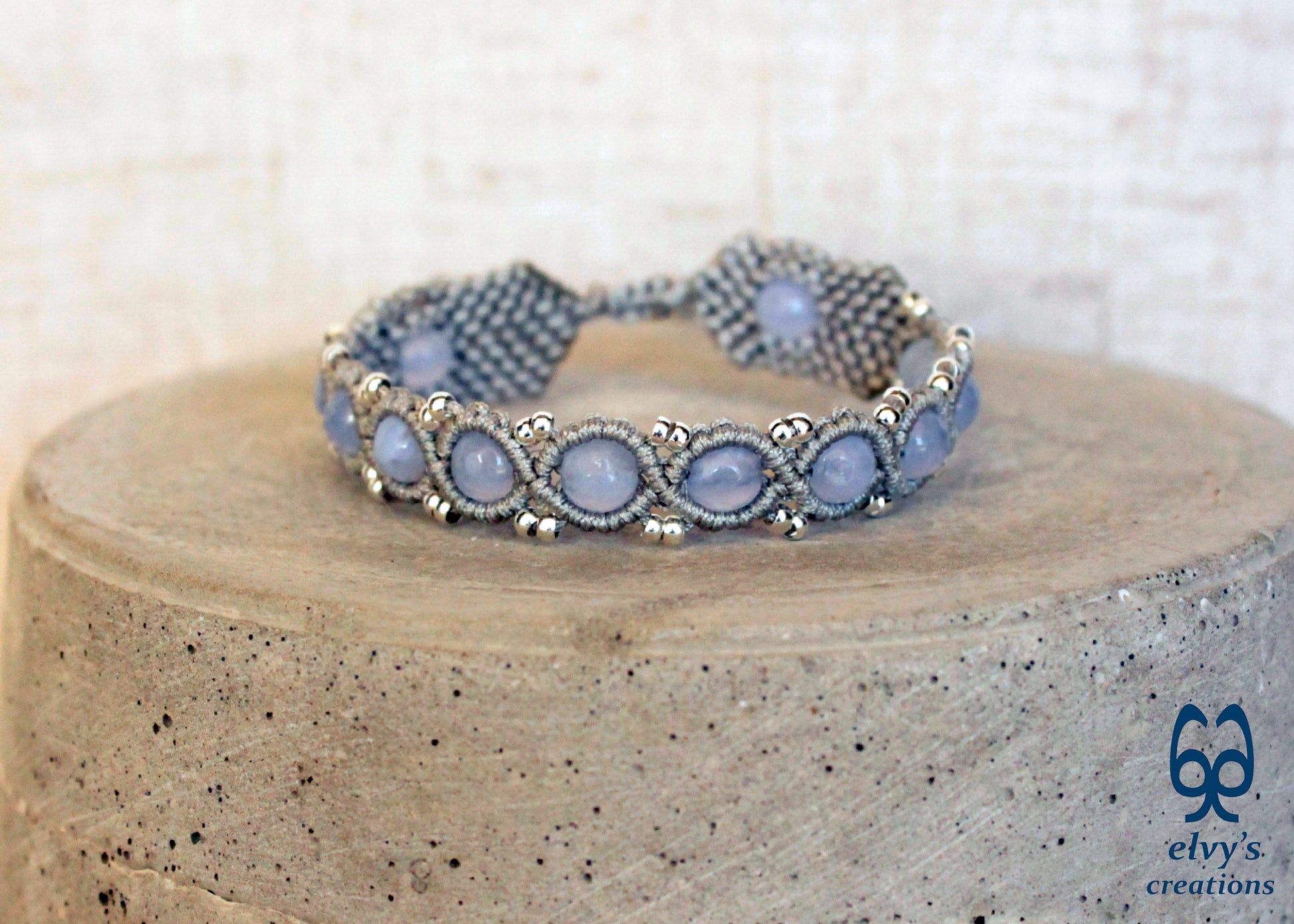 Handmade Macrame Bracelet, Crystal Gemstone Beaded Cuff, Unique Birthday Gift for Women