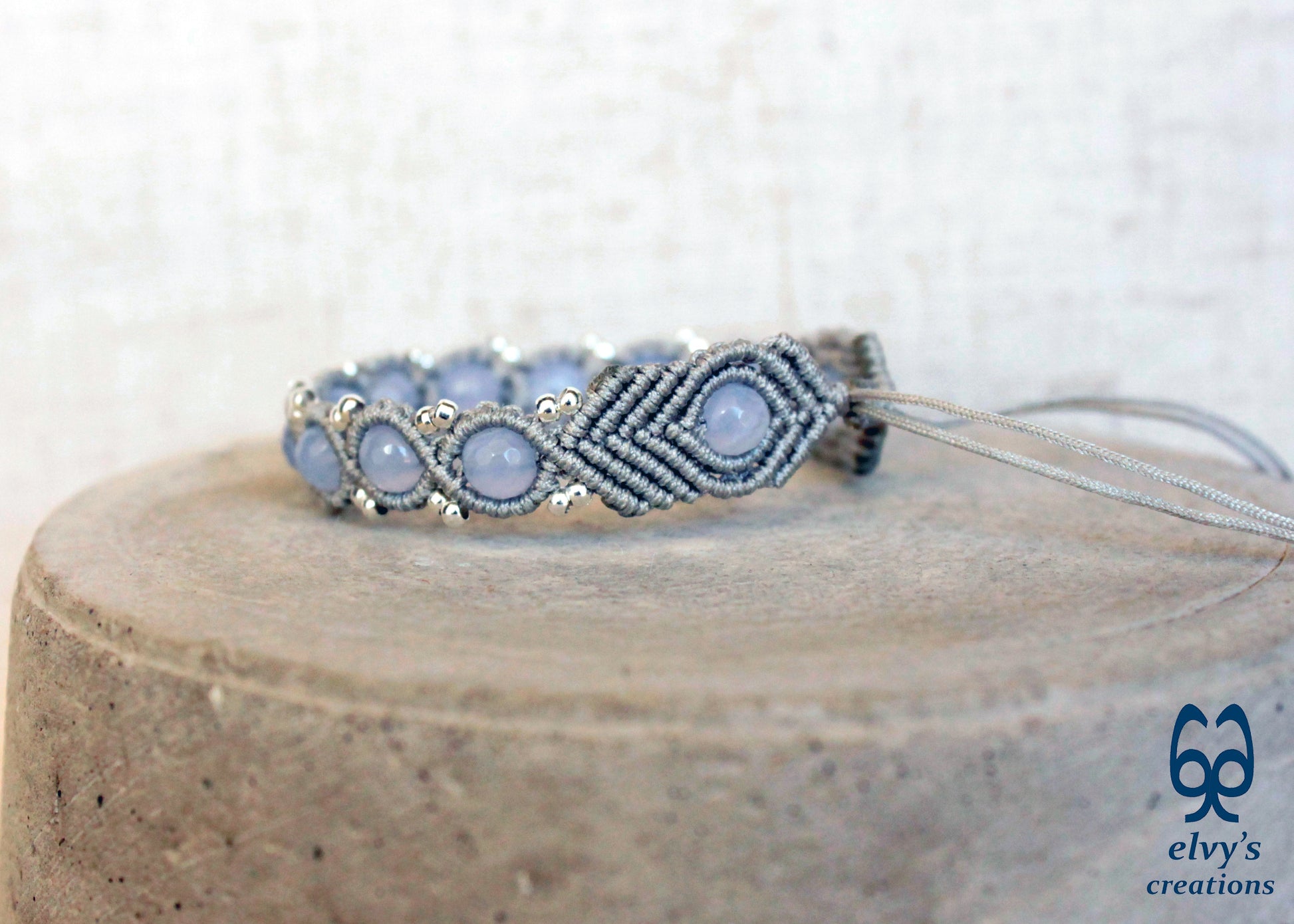 Handmade Macrame Bracelet, Crystal Gemstone Beaded Cuff, Unique Birthday Gift for Women