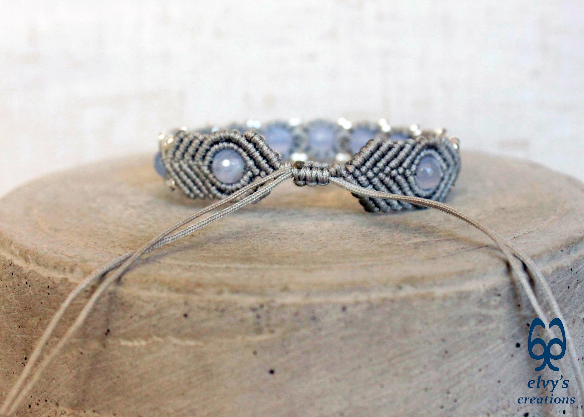 Handmade Macrame Bracelet, Crystal Gemstone Beaded Cuff, Unique Birthday Gift for Women