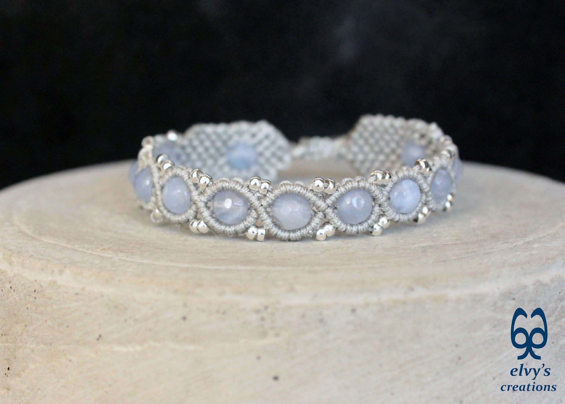 Handmade Macrame Bracelet, Crystal Gemstone Beaded Cuff, Unique Birthday Gift for Women