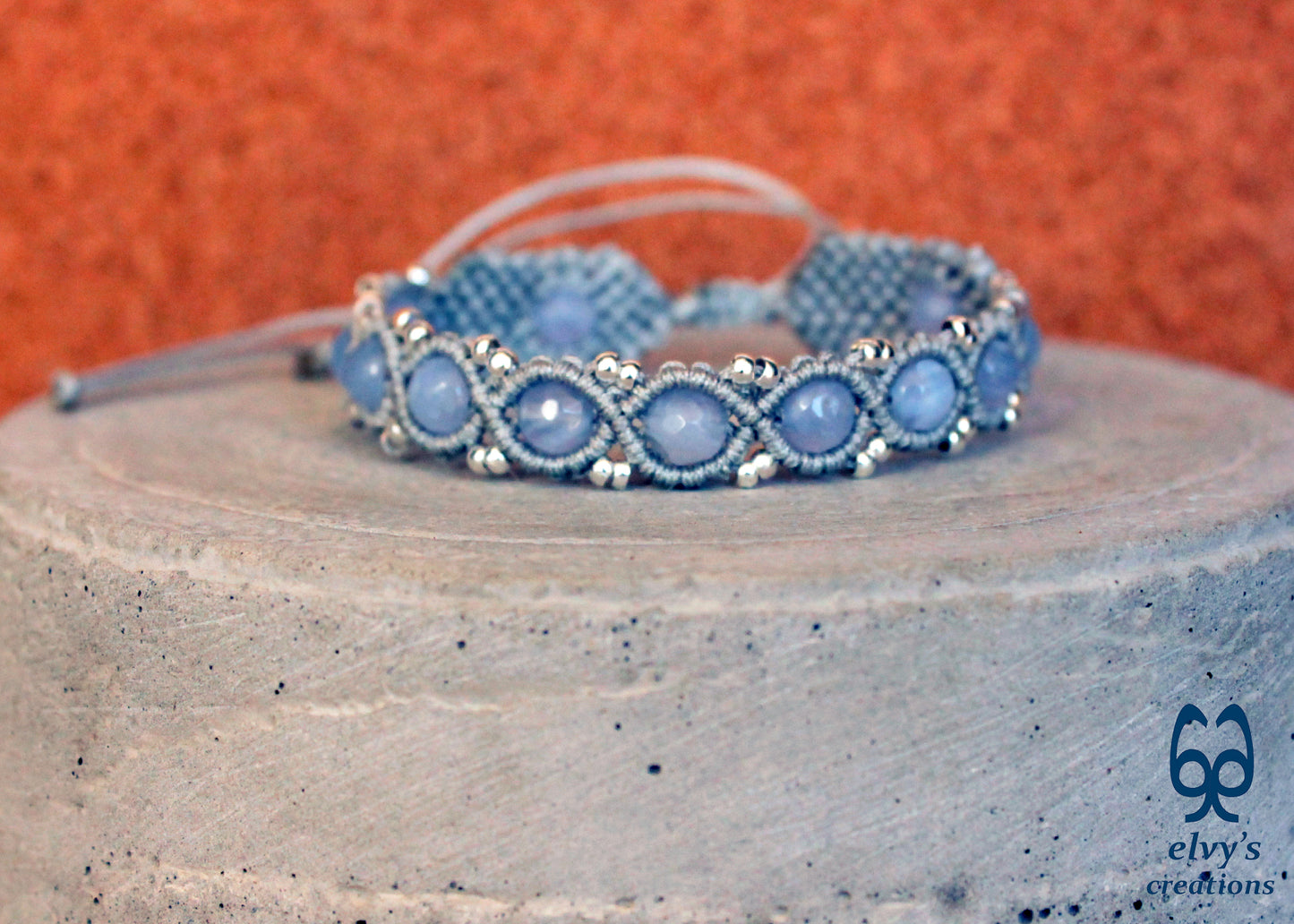 Handmade Macrame Bracelet, Crystal Gemstone Beaded Cuff, Unique Birthday Gift for Women