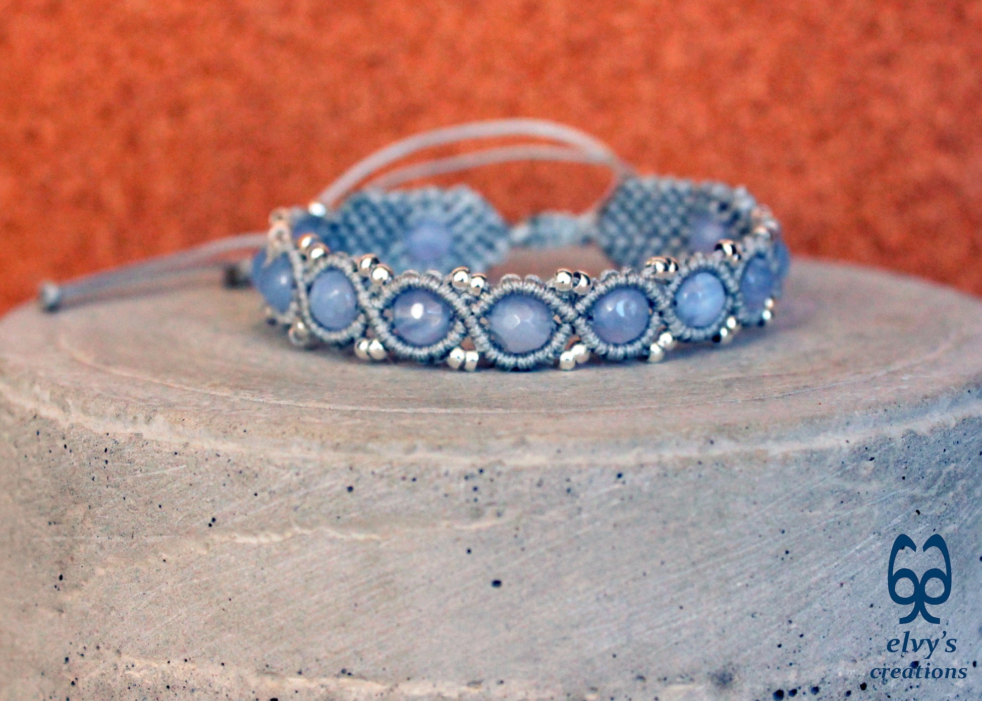 Handmade Macrame Bracelet, Crystal Gemstone Beaded Cuff, Unique Birthday Gift for Women