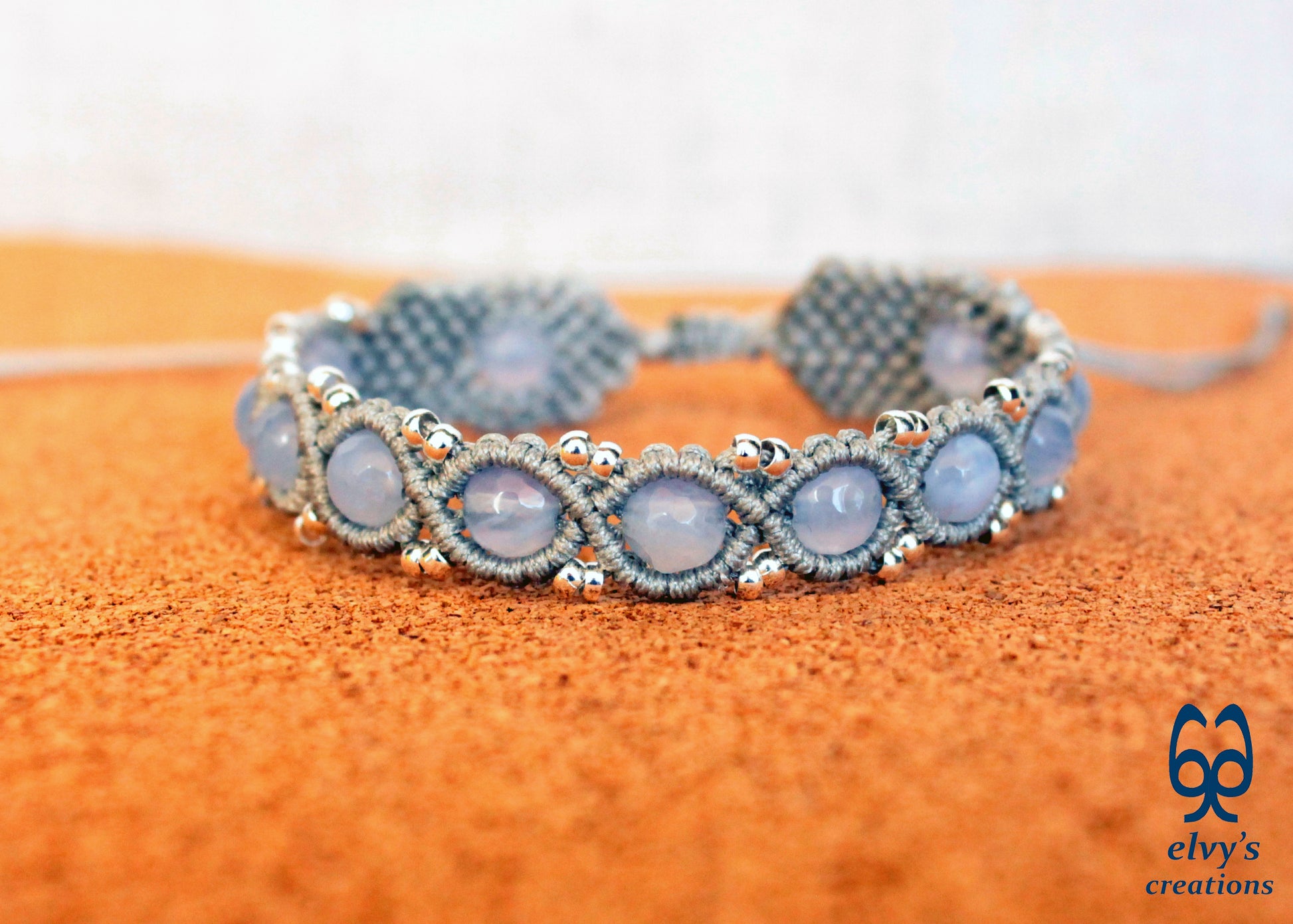 Handmade Macrame Bracelet, Crystal Gemstone Beaded Cuff, Unique Birthday Gift for Women