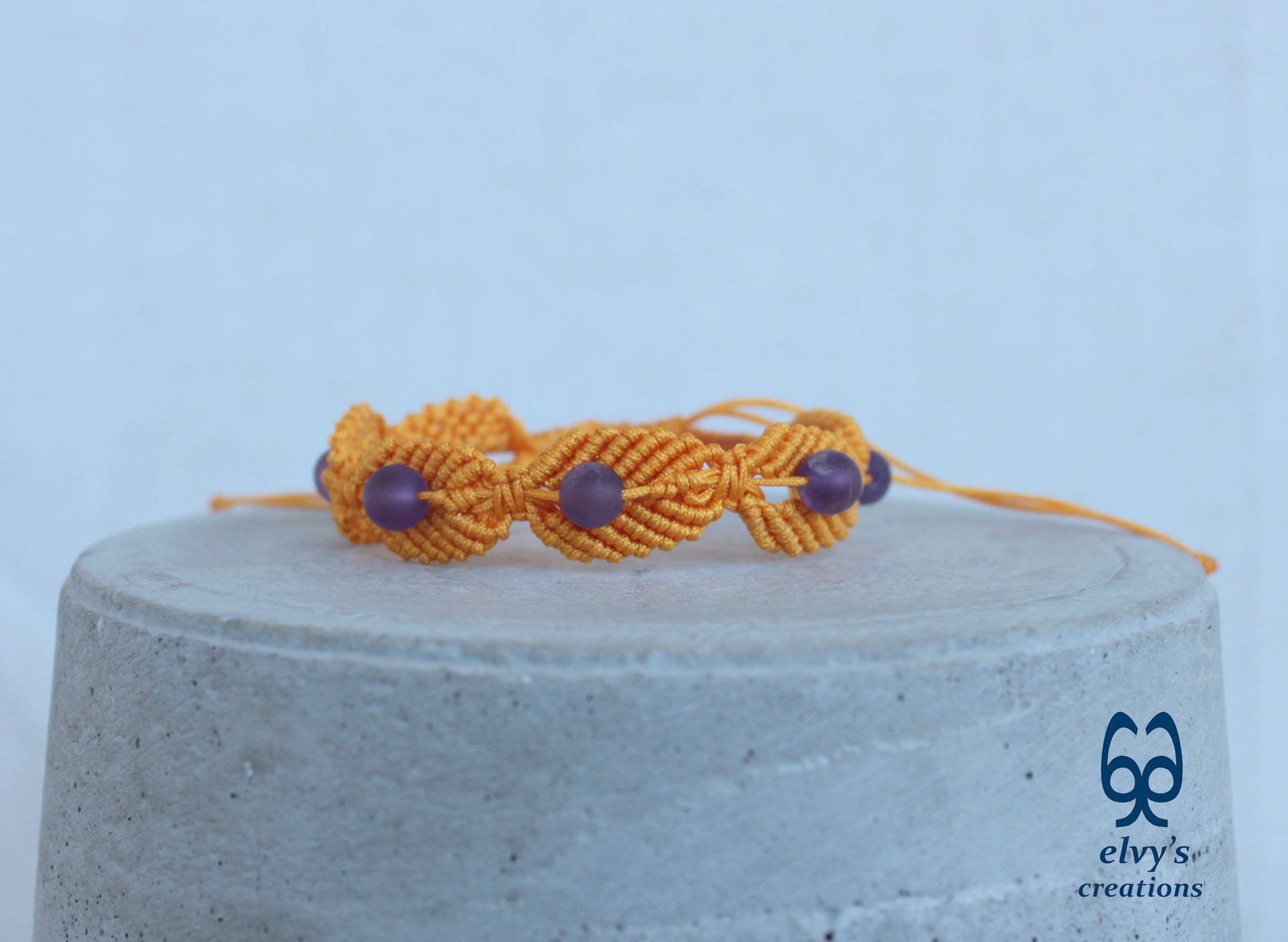 Handmade Macrame Yellow Macrame Bracelet for Woman Adjustable Bracelet for Gift, Κίτρινο Μακραμέ Βραχιόλι 