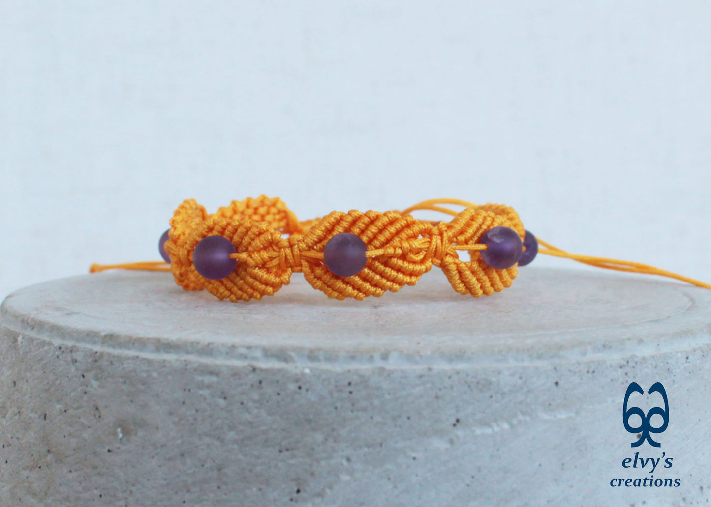 Handmade Macrame Yellow Macrame Bracelet for Woman Adjustable Bracelet for Gift, Κίτρινο Μακραμέ Βραχιόλι 