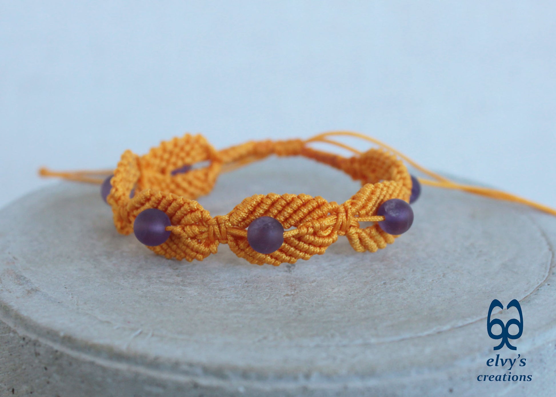 Handmade Macrame Yellow Macrame Bracelet for Woman Adjustable Bracelet for Gift, Κίτρινο Μακραμέ Βραχιόλι 