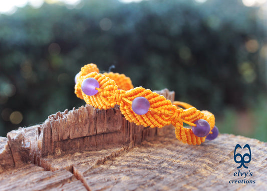 Handmade Macrame Yellow Macrame Bracelet for Woman Adjustable Bracelet for Gift, Κίτρινο Μακραμέ Βραχιόλι 