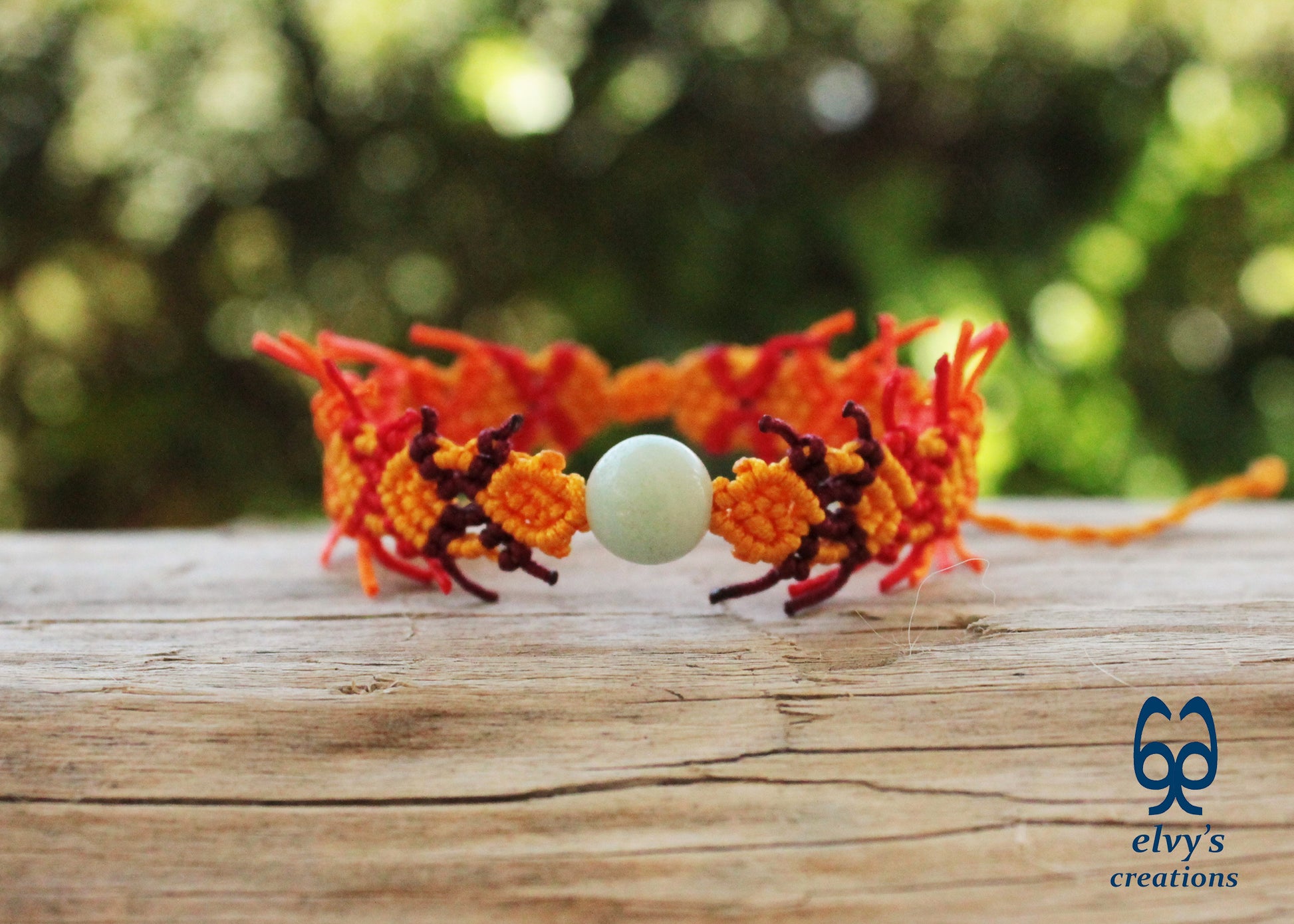 Yellow Macrame Bracelet with Quartz Gemstone Adjustable Gemstone Pink