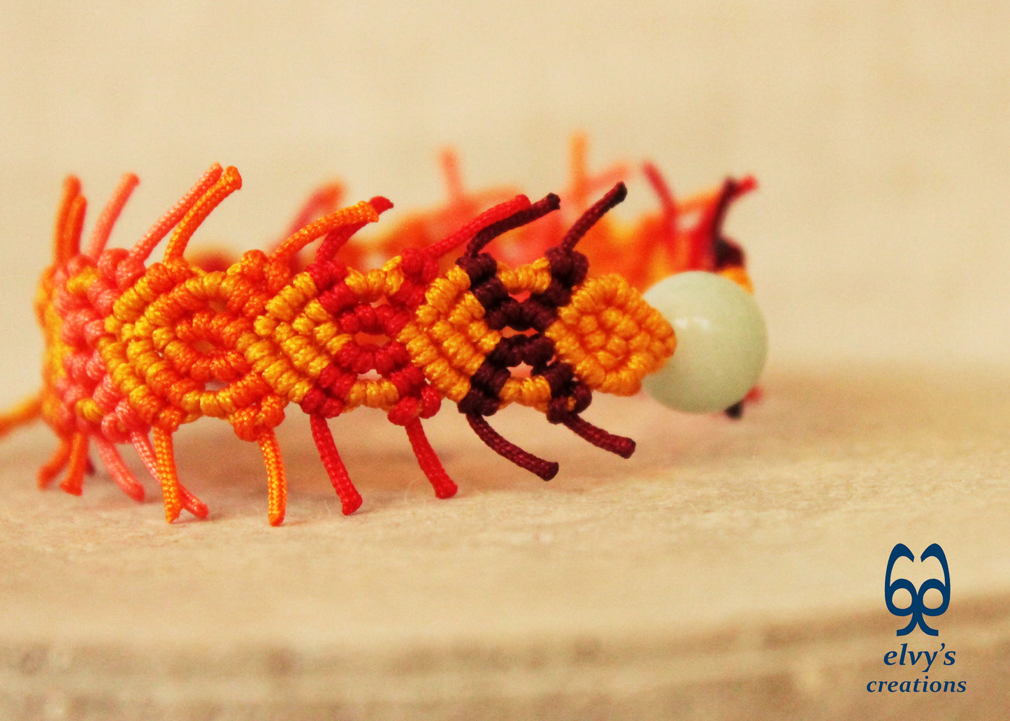 Yellow Macrame Bracelet with Quartz Gemstone Adjustable Gemstone Pink